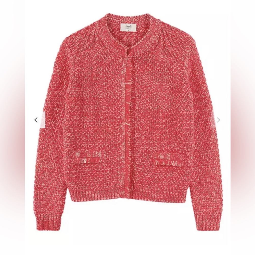 HUSH Basket Stitch Hibiscus Cardigan Jacket XL Fringed Size 14-16 UK - Picture 3 of 8